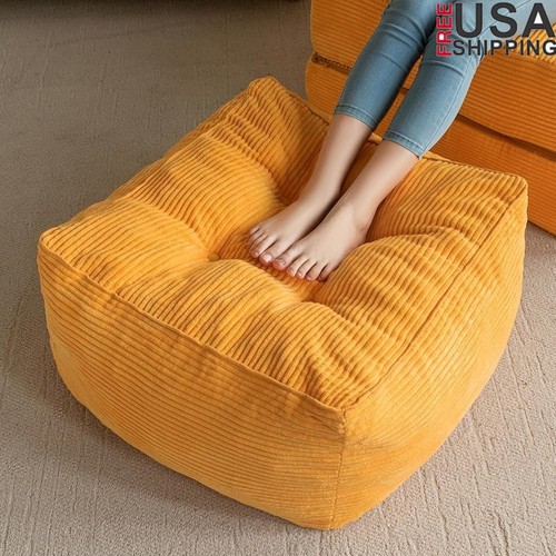 Soft corduroy square pouf - soft,